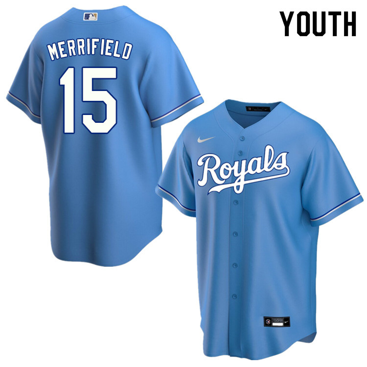 Nike Youth #15 Whit Merrifield Kansas City Royals Baseball Jerseys Sale-Light Blue